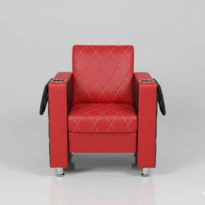 Luxury Red Manicure Pedicure Chair with Dual Bowls | Professional Nail Salon Chair