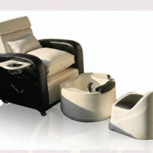 Luxury Pedicure Spa Chair with Foot Spa Tub & Technician Stool | Professional Nail Salon Chair