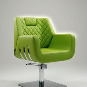 Luxury Green Hydraulic Salon Styling Chair with Diamond Stitch Backrest | Modern Salon Chair