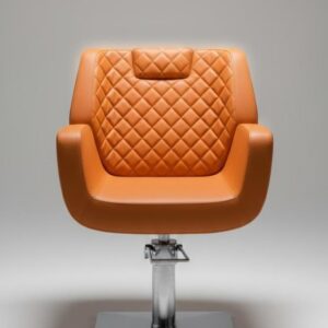 Premium Orange Hydraulic Salon Styling Chair with Diamond Stitch Design | Modern Salon Chair