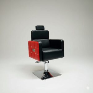 Modern Hydraulic Salon Styling Chair with Adjustable Headrest | Black & Red Salon Chair