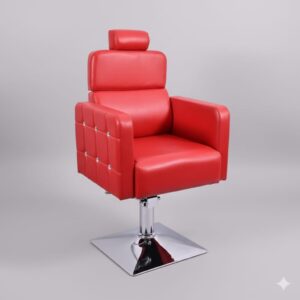 Luxury Hydraulic Salon Styling Chair with Adjustable Headrest & Button Tufted Design