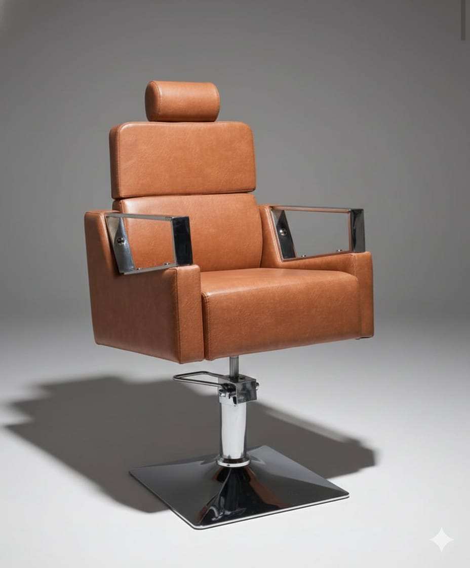 Premium Hydraulic Salon Styling Chair with Adjustable Headrest & Chrome Armrests
