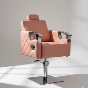 Luxury Hydraulic Salon Styling Chair with Adjustable Headrest & Diamond Stitch Design