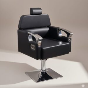 Premium Hydraulic Salon Styling Chair with Adjustable Headrest & Metal Armrests
