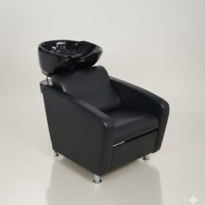 Premium Black Salon Shampoo Chair with Ceramic Basin | Professional Hair Wash Station