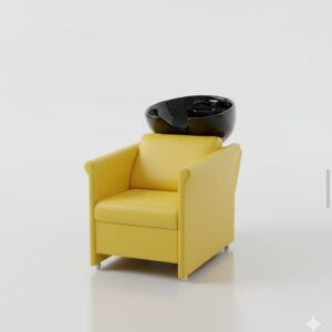 Modern Yellow Salon Shampoo Chair with Ceramic Basin | Professional Hair Wash Station