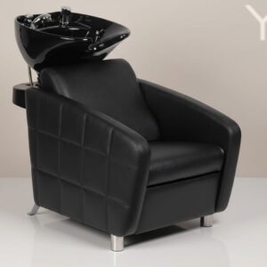 Modern Quilted Salon Shampoo Chair with Ceramic Basin | Professional Hair Wash Station