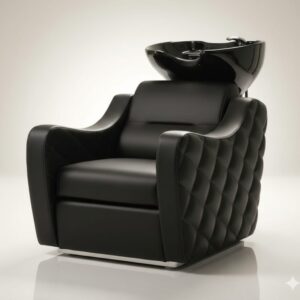 Luxury Quilted Salon Shampoo Chair with Ceramic Basin | Professional Hair Wash Station
