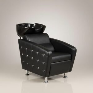 Luxury Crystal Button Salon Shampoo Chair with Ceramic Basin | Professional Hair Wash Station