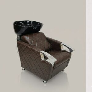 Luxury Quilted Salon Shampoo Chair with Ceramic Basin | Professional Hair Wash Station