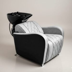 Luxury Velvet Salon Shampoo Chair with Ceramic Basin | Professional Hair Wash Station