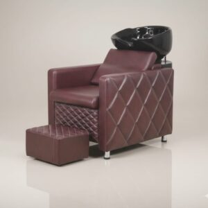 Luxury Quilted Salon Shampoo Chair with Footrest & Ceramic Basin | Professional Hair Wash Station