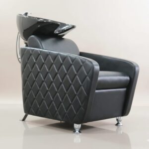 Luxury Quilted Salon Shampoo Chair with Ceramic Basin | Professional Hair Wash Station