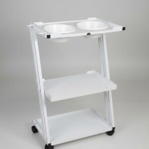 Professional Salon Trolley with Dual Bowls & Storage Shelves | Beauty Salon Service Cart